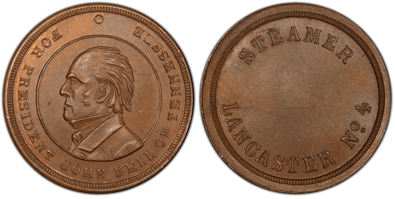 (1861-65) Copper Civil War Store Card F-165FXa-1a, Steamer Lancaster OH