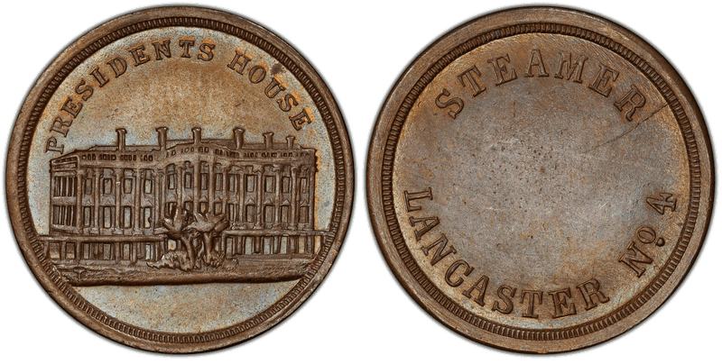 (1861-65) Copper Civil War Store Card F-165FXa-4a, Steamer Lancaster OH
