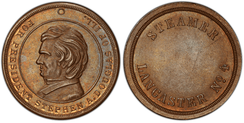 (1861-65) Copper Civil War Store Card F-165FXa-5a, Steamer Lancaster OH