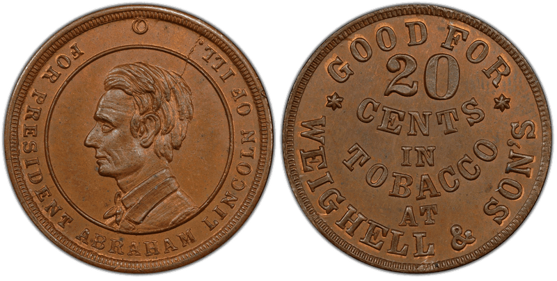 (1861-65) Copper Civil War Store Card F-165GI-3a, Weighell & Son's OH