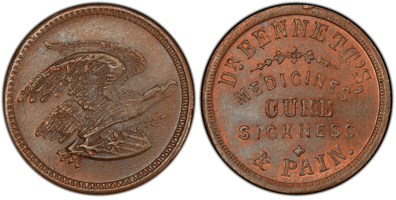 (1861-65) Copper Civil War Store Card F-165N-27a, Dr. Bennett's OH