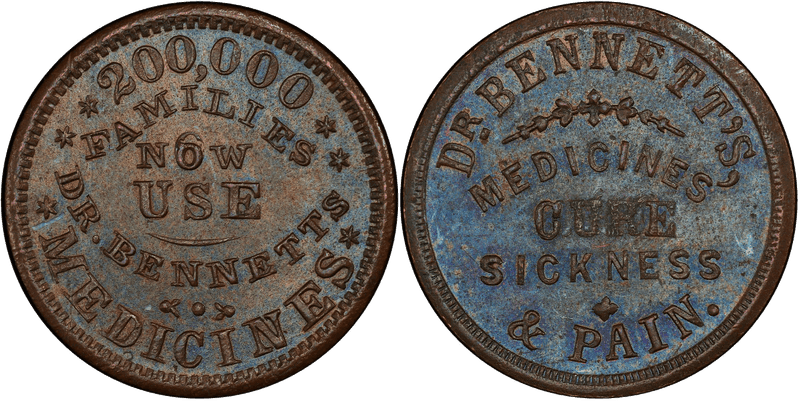 (1861-65) Copper Civil War Store Card F-165N-7a, Dr. Bennett's OH