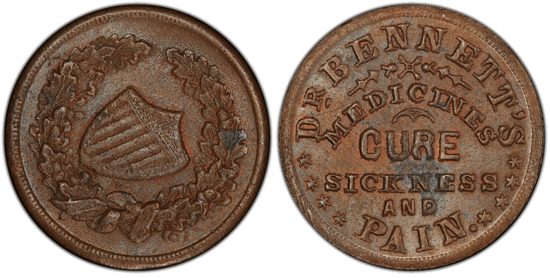 (1861-65) Copper Civil War Store Card F-165N-9a, Dr. Bennett's OH
