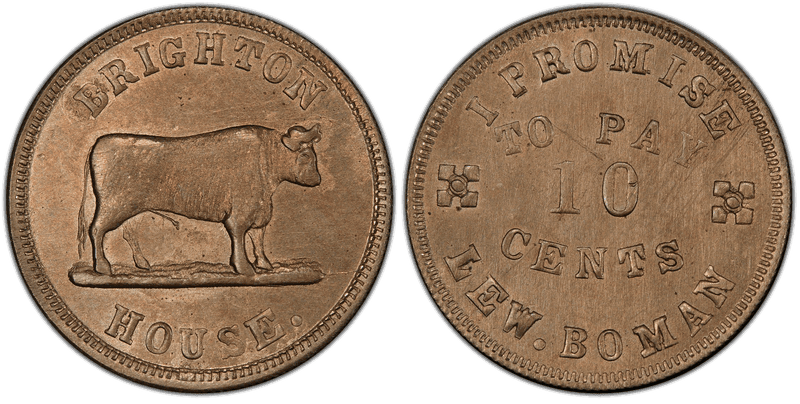 (1861-65) Copper-Nickel Civil War Store Card F-165R-17d, Lew. Boman OH