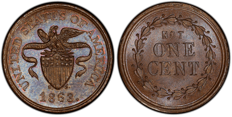 (1861-65) Copper Civil War Patriotic Token F-201/432a, No Compromise With Traitors