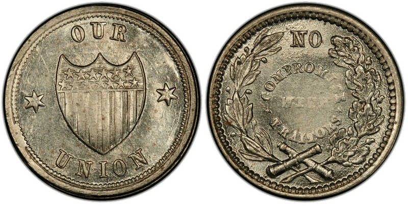 (1861-65) German Silver Civil War Patriotic Token F-201/432j, No Compromise With Traitors