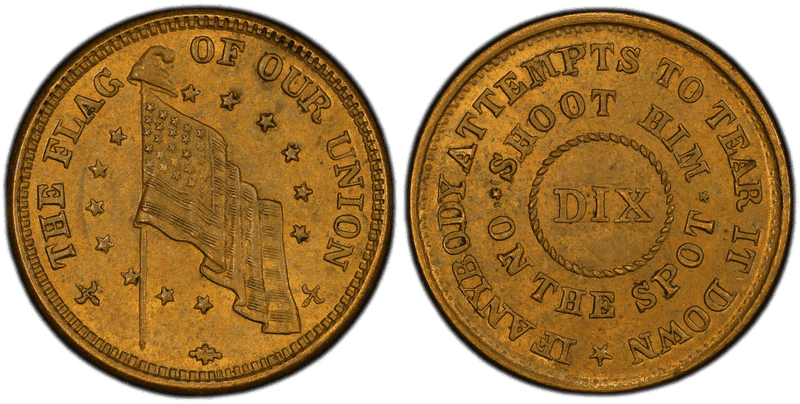 (1861-65) Brass Civil War Patriotic Token F-214/416b, The Flag of Our Union