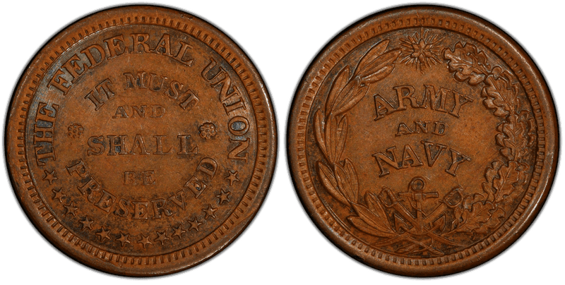 (1861-65) Copper Civil War Patriotic Token F-220/327a, The Federal Union