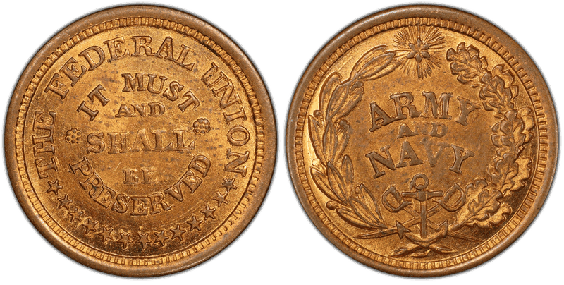 (1861-65) Brass Civil War Patriotic Token F-221/324b, The Federal Union