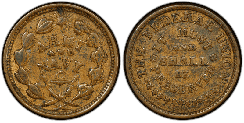 (1861-65) Copper Civil War Patriotic Token F-224/325a, The Federal Union