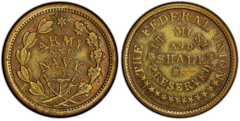 (1861-65) Brass Civil War Patriotic Token F-224/325b, The Federal Union