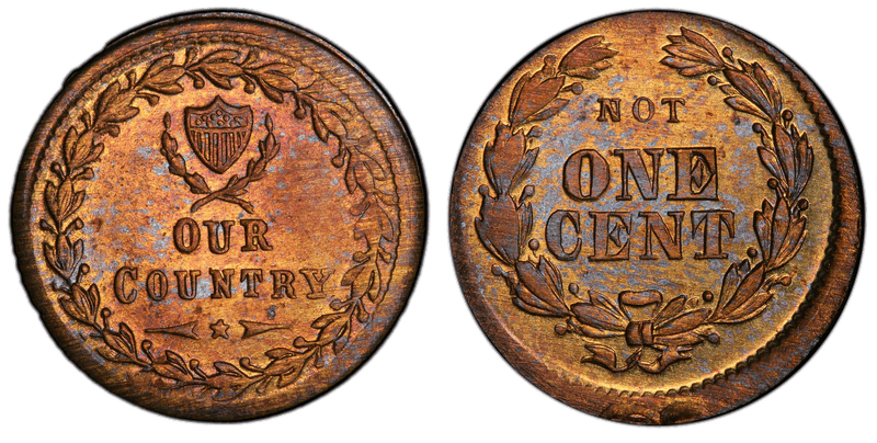 (1861-65) Brass Civil War Patriotic Token F-229/360b, Our Country