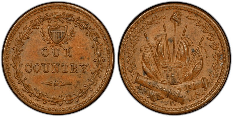 (1861-65) Copper Civil War Patriotic Token F-230/352Ba, Our Country
