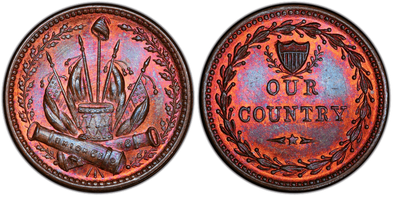 (1861-65) Copper Civil War Patriotic Token F-230/352b, Our Country