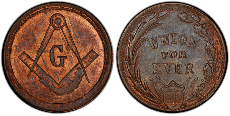 (1861-65) Copper Civil War Patriotic Token F-252/271a, Masonic