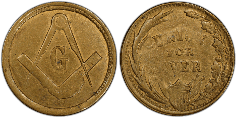(1861-65) Brass Civil War Patriotic Token F-252/271b, Masonic