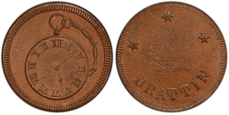 (1861-65) Civil War Store Card F-357A-1a, Brattin IN