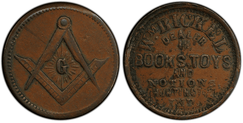 (1861-65) Copper Civil War Store Card F-430A-2a, Wm. Bickel IN
