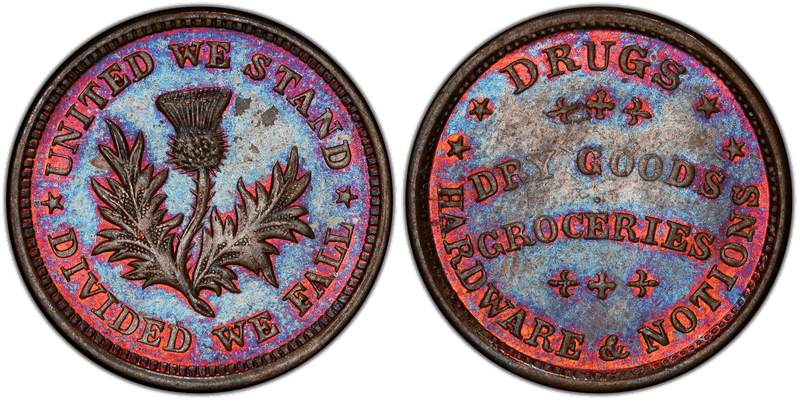 (1861-65) Copper Civil War Patriotic Token F-449/471a, United We Stand