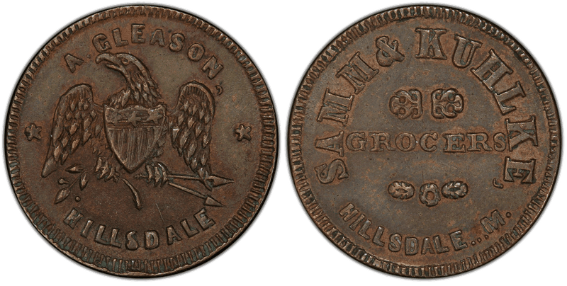 (1861-65) Copper Civil War Store Card F-450M-2a, Samm & Kuhlke MI