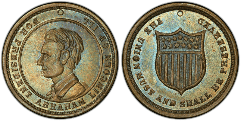 (1861-65) Brass Civil War Store Card F-506A-512b, Abraham Lincoln
