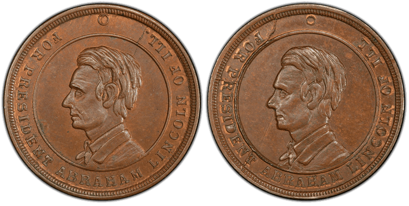(1861-65) Copper Civil War Store Card F-506A/507a, Abraham Lincoln