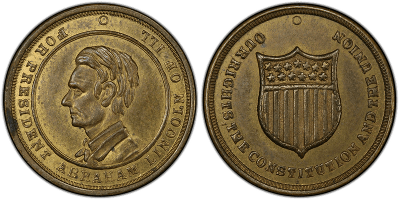 (1861-65) Brass Civil War Patriotic Token F-506/513b, Abraham Lincoln