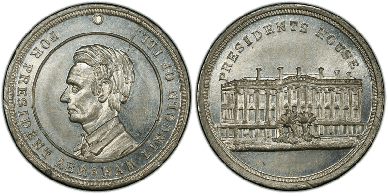 (1861-65) Civil War Patriotic Token F-507/510Ai, Lincoln-Presidents House