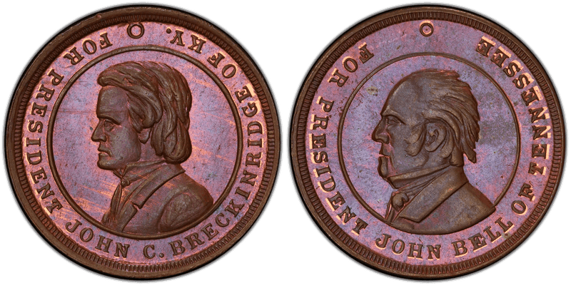 (1861-65) Copper Civil War Patriotic Token F-508/509a, Breckinridge-Bell