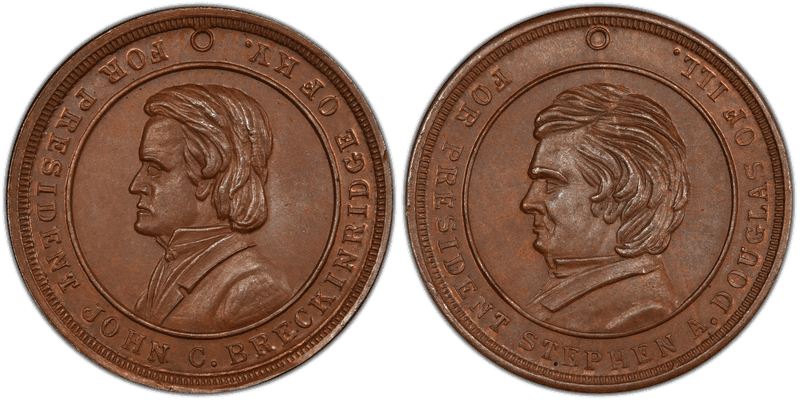 (1861-65) Copper Civil War Patriotic Token F-508/510a, Breckinridge-Douglas