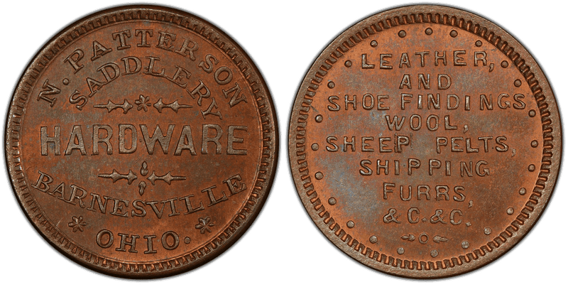 (1861-65) Copper Civil War Store Card F-50A-1a, N. Patterson OH