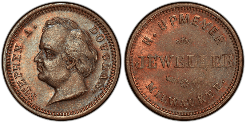 (1861-65) Copper Civil War Store Card F-510AP-1a, H. Upmeyer WI