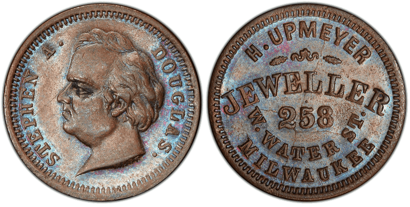 (1861-65) Copper Civil War Store Card F-510AP-4a, H. Upmeyer WI