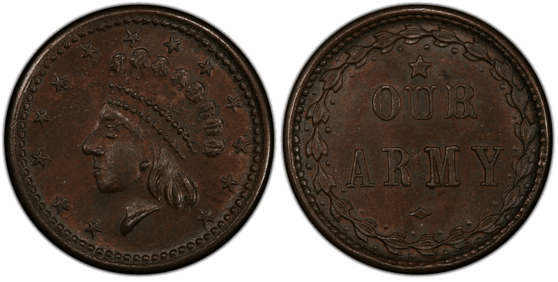 (1861-65) Civil War Patriotic Token F-51/334a, Our Army