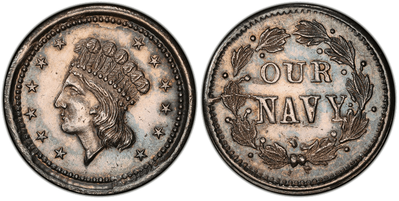 (1861-65) Silver Civil War Patriotic Token F-53/336f, Our Navy