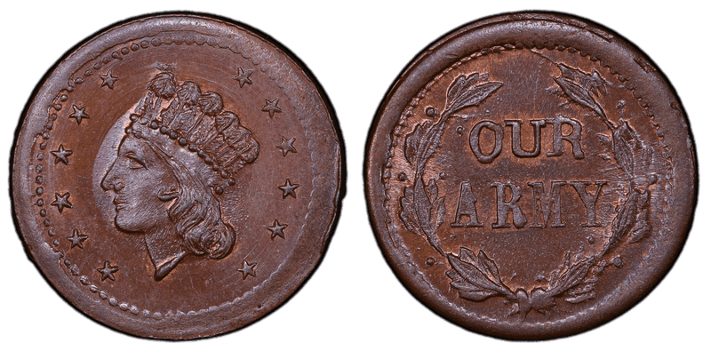 (1861-65) Copper Civil War Patriotic Token F-54/335a, Our Army