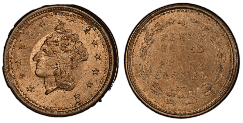 (1861) Copper-Nickel Civil War Patriotic Token F-54/430do, Penny Saved