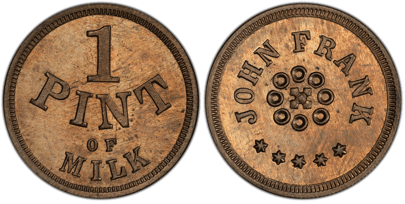 (1861-65) Copper-Nickel Civil War Store Card F-557A-2d, John Frank OH