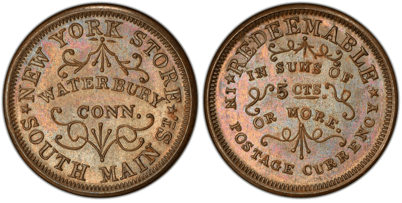 (1861-65) Copper Civil War Store Card F-560A-1a, New York Store CT