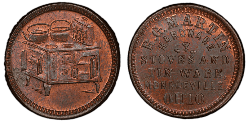 (1861-65) Copper Civil War Store Card F-560A-6a, R.G. Martin OH