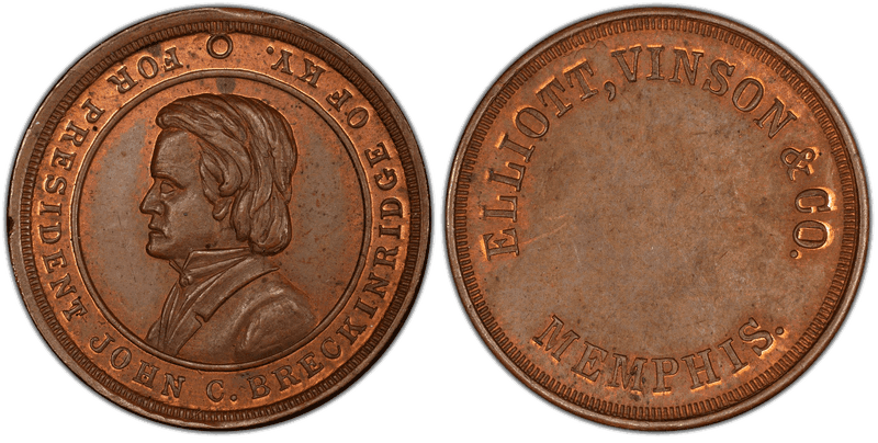 (1861-65) Copper Civil War Store Card F-600B-3a, Elliot, Vinson & Co. TN