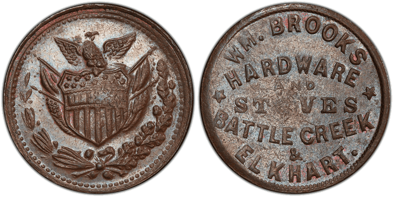 (1861-65) Copper Civil War Store Card F-60aA-2a, Wm. Brooks MI