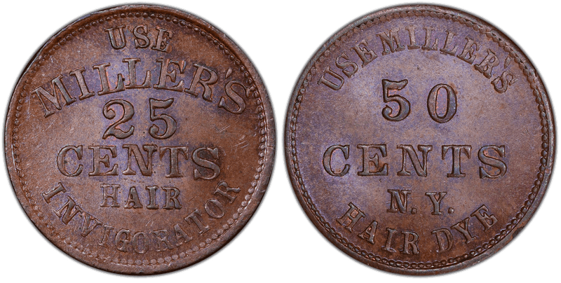 (1861-65) Copper Civil War Store Card F-630AY-1a, Miller's NY