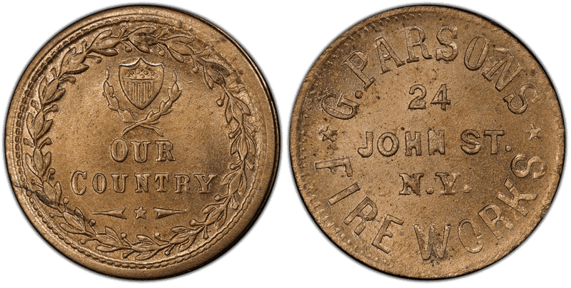 (1861-65) Copper-Nickel Civil War Store Card F-630BE-8d, G. Parsons NY
