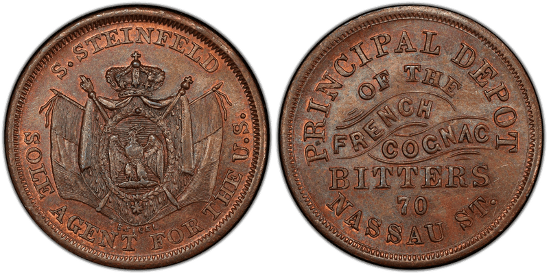 (1861-65) Copper Civil War Store Card F-630BU-2a, S. Steinfeld NY