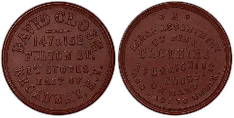 (1861-65) Civil War Store Card F-630Qa-1h, Rubber David Close NY