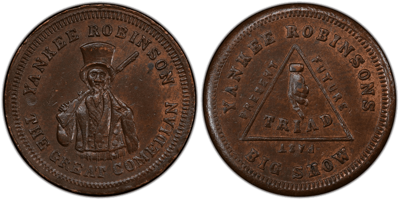 (1861-65) Copper Civil War Store Card F-692A-1a, Yankee Robinson IL