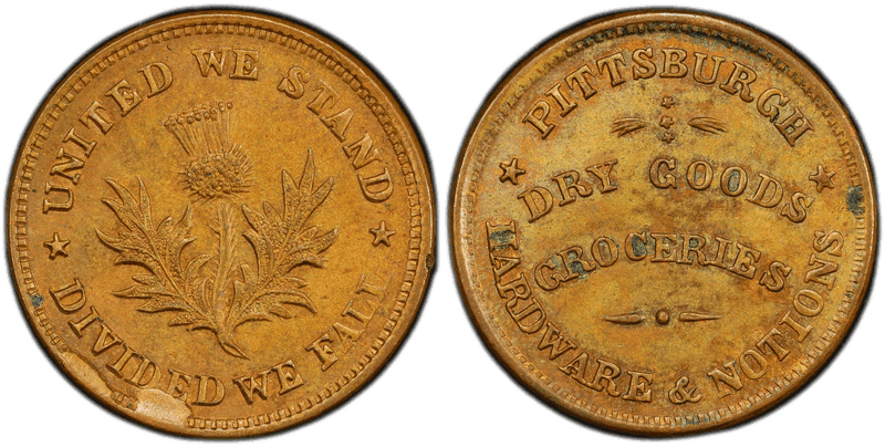 (1861-65) Copper Civil War Store Card F-765R-1a, PA