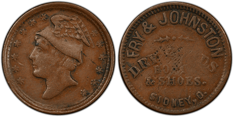 (1861-65) Copper Civil War Store Card F-815A-3a, Fry & Johnston OH