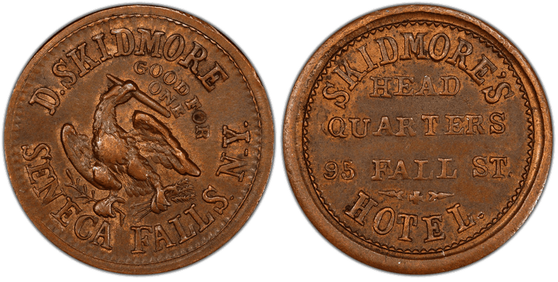 (1861-65) Copper Civil War Store Card F-845A-1a, D. Skidmore NY